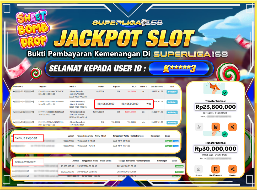SUPERLIGA168 SWEET BOMB DROP Rp.53,800,000LUNAS
